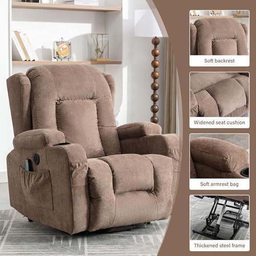 Power Lift Recliner Chair with Heat and Massage for Seniors, Blue P785