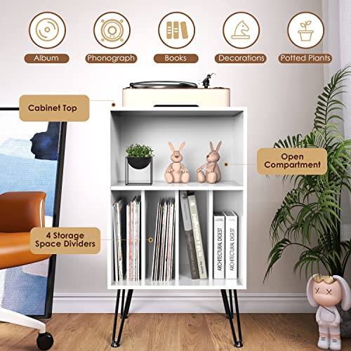 iyrany Record Player Stand with Vinyl Storage, Holds 150 Albums K7348