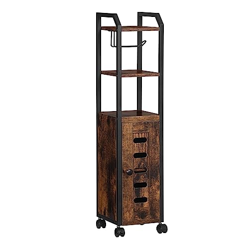 Bathroom Storage Cabinet with Adjustable Shelf and 4 Wheels, Black T616896