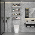 Adjustable Over The Toilet Storage Bathroom Organizer and Storage Shelf Stand Space Saving with Tension Poles 4 Tier Metal Rack White