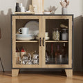 Cozy Castle Buffet Sideboard Cabinet with Storage, Modern Contrast Color Buffet Cabinet with 2 Acrylic Doors, Kitchen Buffet with Adjustable Shelf, Wood Buffet Table for Dining Room, Living Room