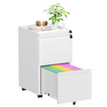 Superday 2 Drawer File Cabinet, Metal Rolling Filing Cabinet with Lock, Small File Cabinet with 2 Drawer, Filing Cabinets for Home Office Fit A4/Letter/Legal, Easy Assembled, White
