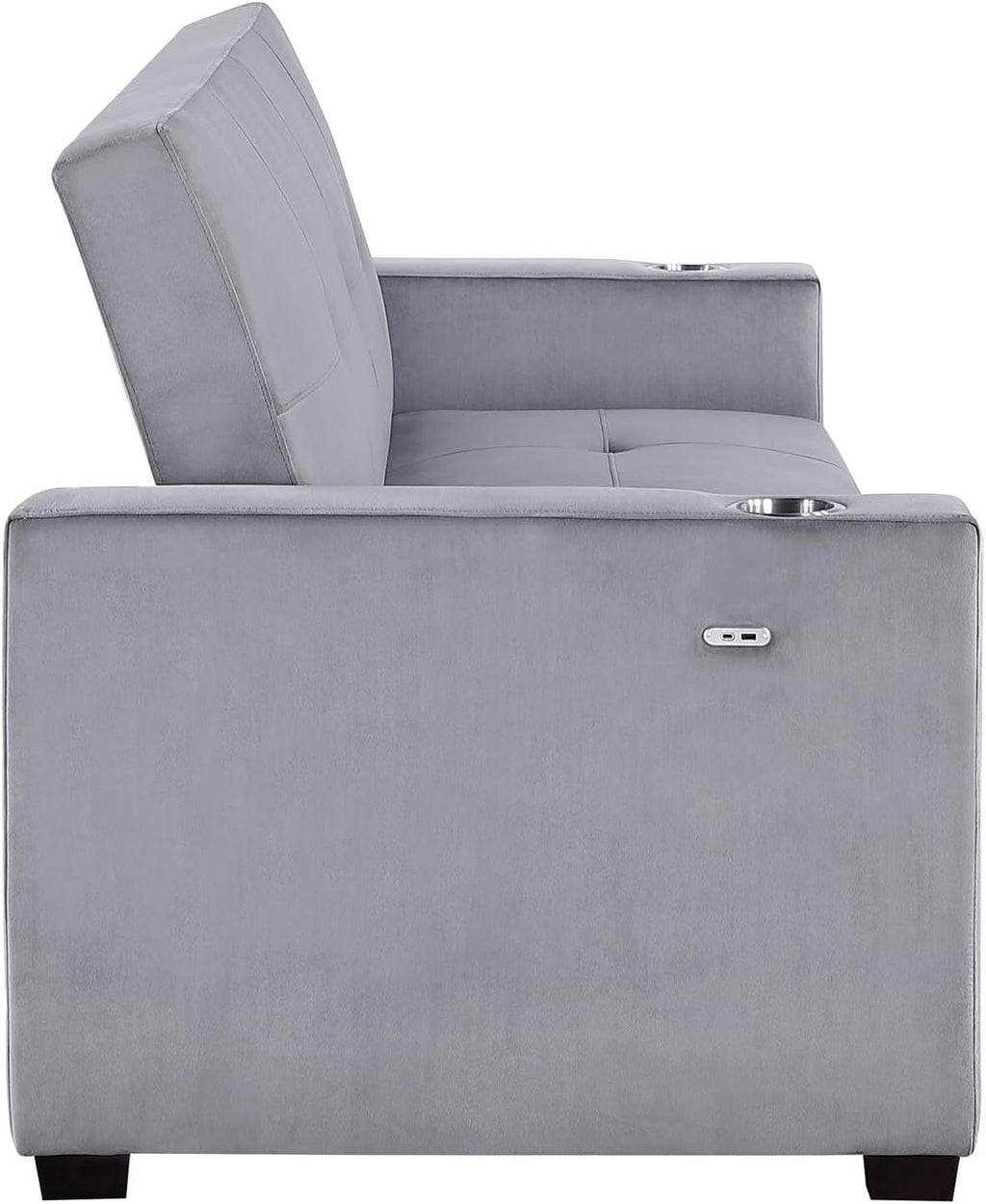 Lexicon Futon Sofa Bed with Storage, Grey P6404