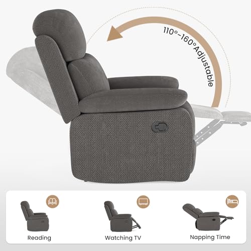 Manual Recliner Chair for Adults Living Room Small Spaces, Sand U7997