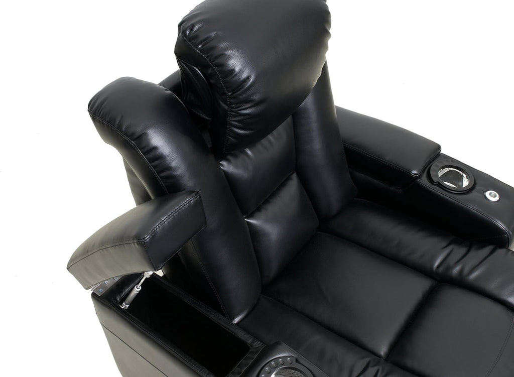 Octane Seating Mega XL950 Home Theater Seats - Black Bonded Leather - Row of 4 X483