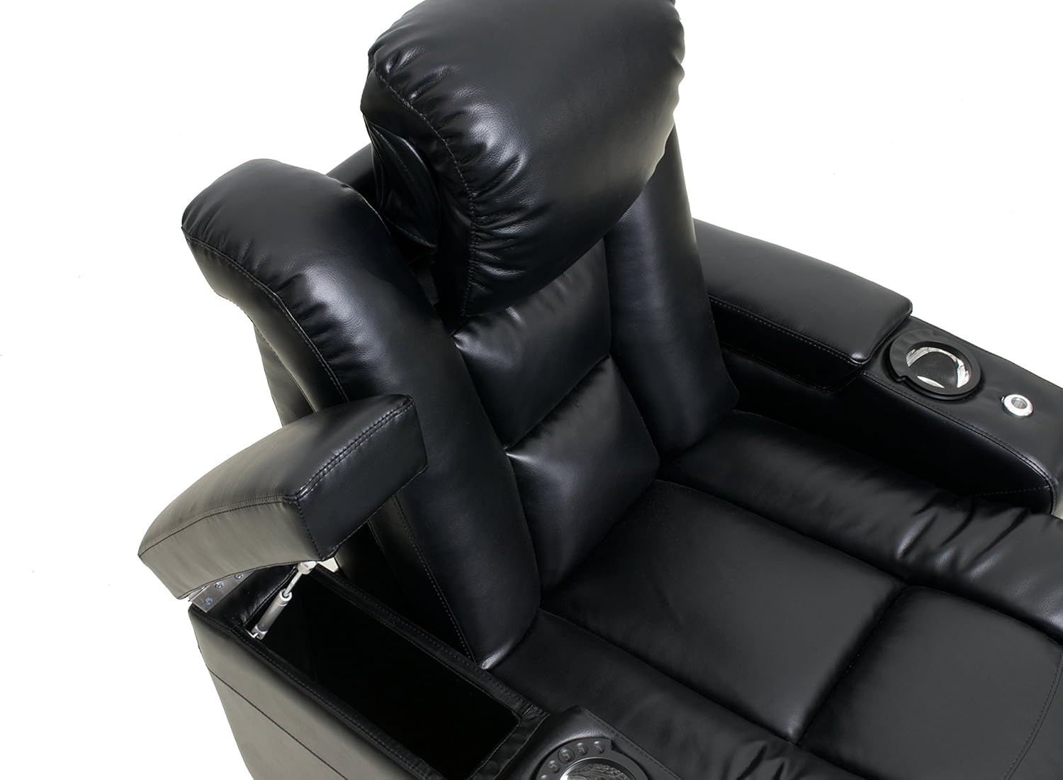 Octane Seating Mega XL950 Home Theater Seats - Black Bonded Leather - Row of 4 X483