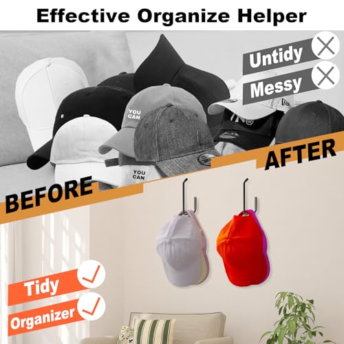 Hat Rack for Baseball Caps, 2Pcs Adhesive Wall Hat Holder E331604