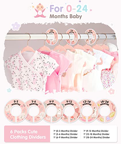VIS'V 11 Inch Pink Velvet Kids Hangers with 6 Pcs Size Dividers, 30 Pack R91689