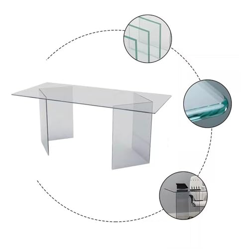 Minimalist Tempered Glass Office Desk with Acrylic Legs N3454
