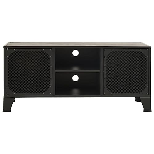 TV Stand Gray 41.3"x14.2"x18.5" Metal and MDF with Mesh Doors J276