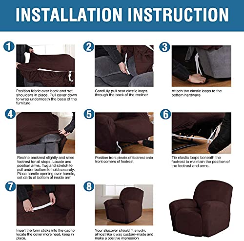Stretch Recliner Chair Cover with Pockets White Single Seat Y225091