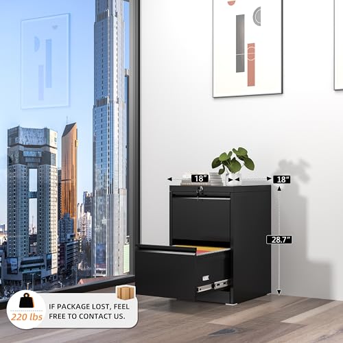 INTERGREAT 4 Drawers File Cabinet with Lock, 18" D Vertical Metal Black Filing Cabinet for Home Office Z6152