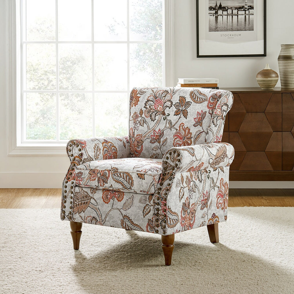 HULALA HOME Nyctelius Traditional Accent Armchair with Rolled Arms and Nailhead Trim Y608