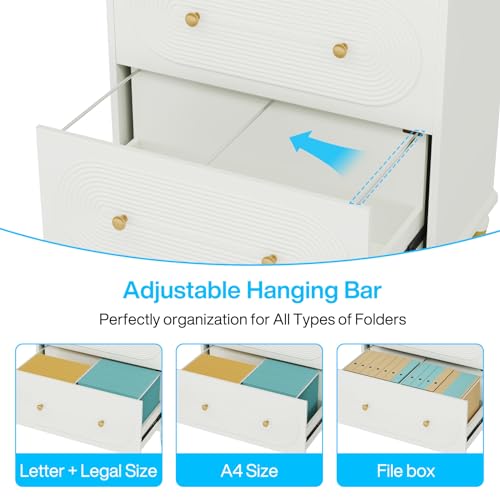 Tribesigns 2-Drawer File Cabinet for Home Office, Wooden Lateral Filing Cabinet with Gold Legs, Gray I537973