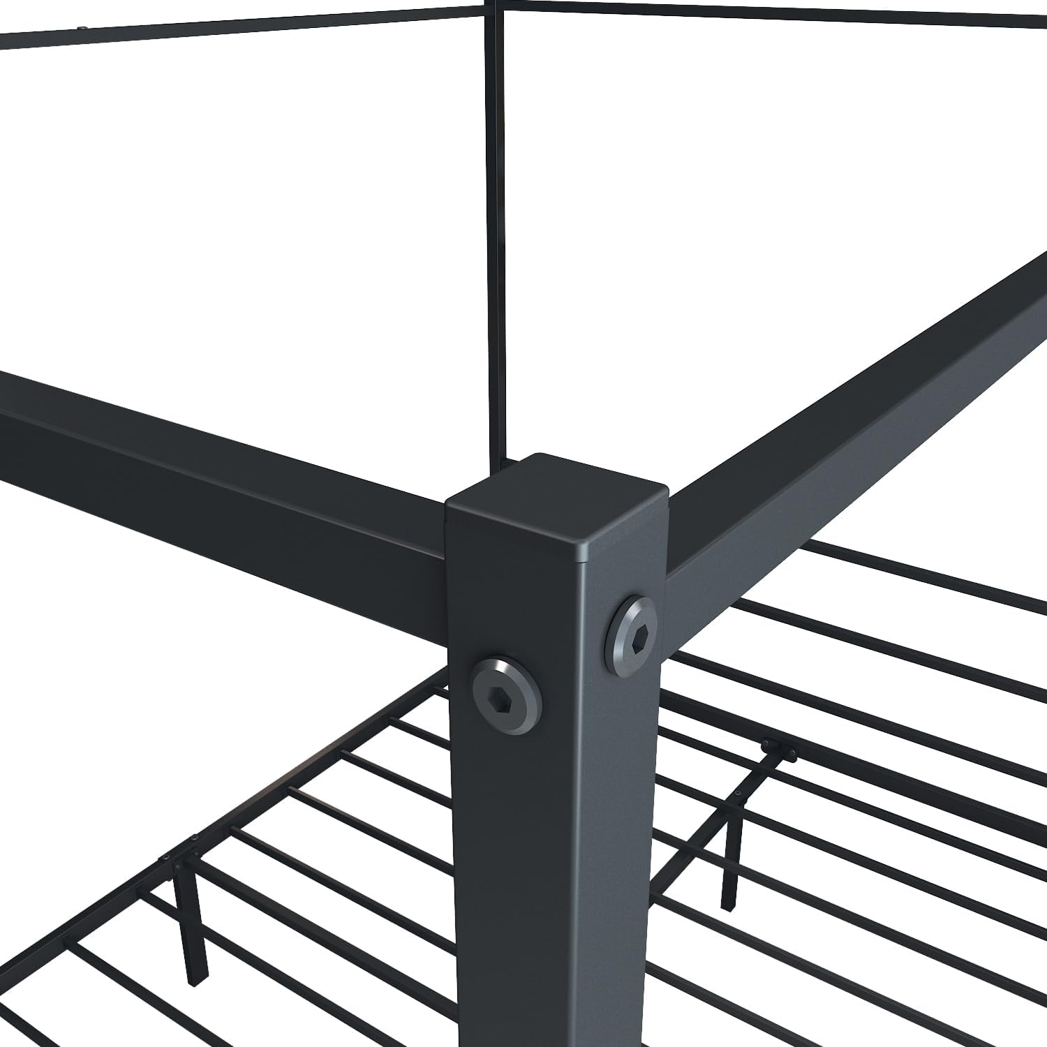 Queen Size Black Metal Canopy Bed Frame with Headboard Q5090