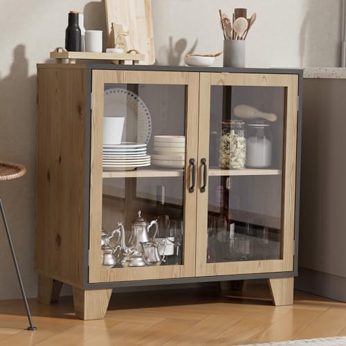 Cozy Castle Buffet Sideboard Cabinet with Storage, 2 Acrylic Doors W352