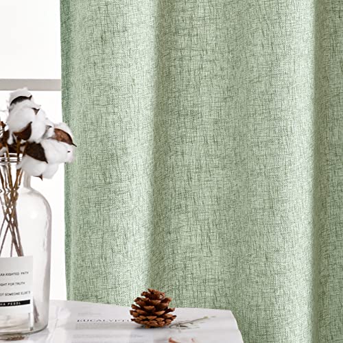 jinchan Faux Linen Curtains Sage Green 84 Inches Rod Pocket 2 Panels H544
