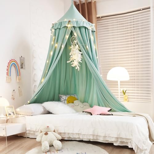 Kertnic Decor Canopy for Kids Bed, Princess Castle, Mosquito Net, Nordic Pink I88001