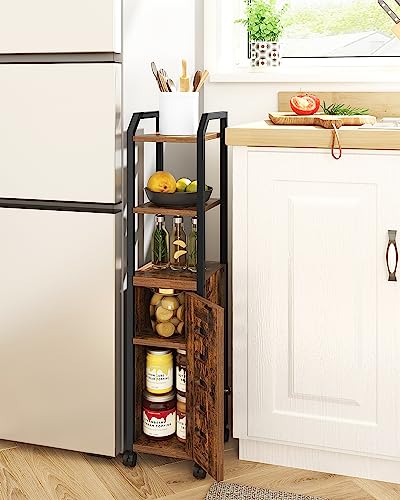Bathroom Storage Cabinet with Adjustable Shelf and 4 Wheels, Black T616896