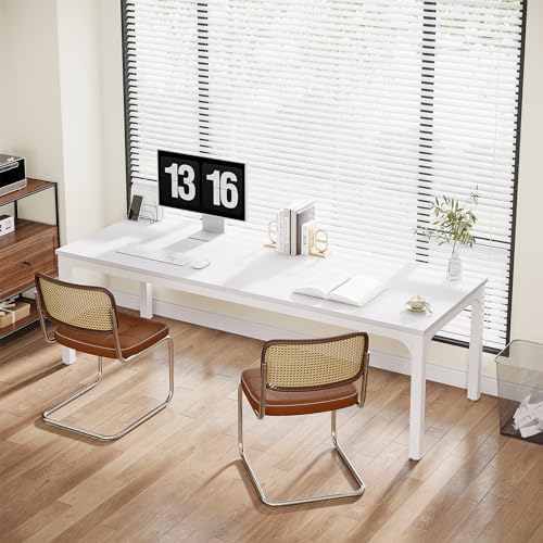Tribesigns 78.7" Double Workstation Desk for Home Office, Light Walnut Z7790