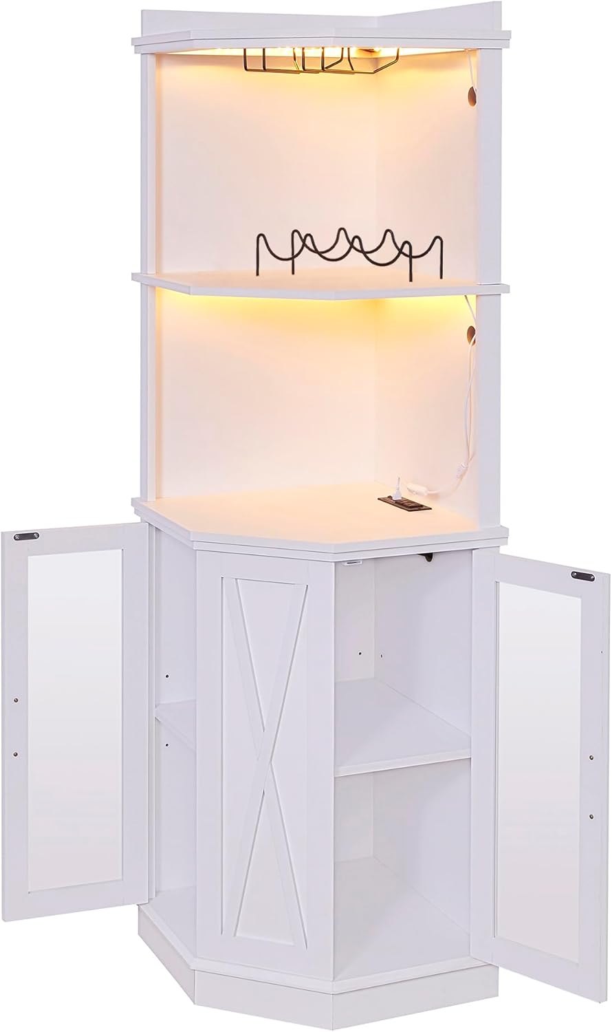 67.7" Corner Bar Cabinet with Shelves T51905