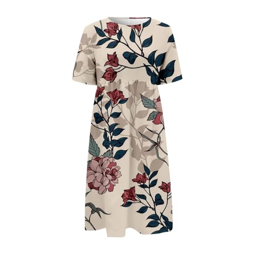 Boho Floral Midi Dress with Pockets Z467002
