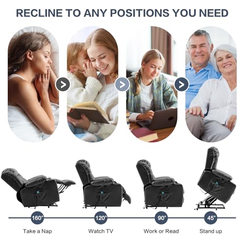 Power Lift Recliner Chair for Elderly with Massage and Heat, Leather (Ochre) N254271