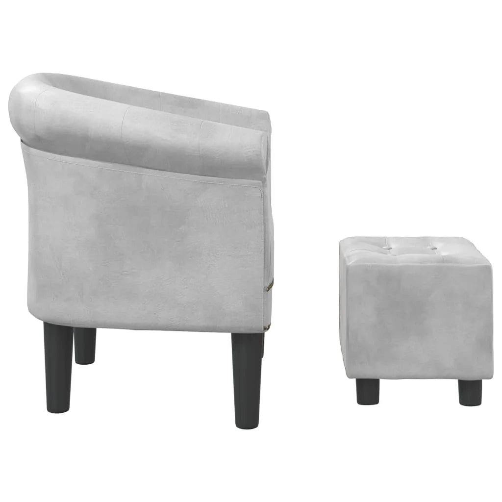Silver Faux Leather Tub Chair with Footstool X9821