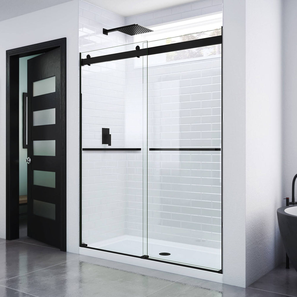 DreamLine Essence Collection 56-60 in. W x 76 in. H Frameless Bypass Shower Door in Satin