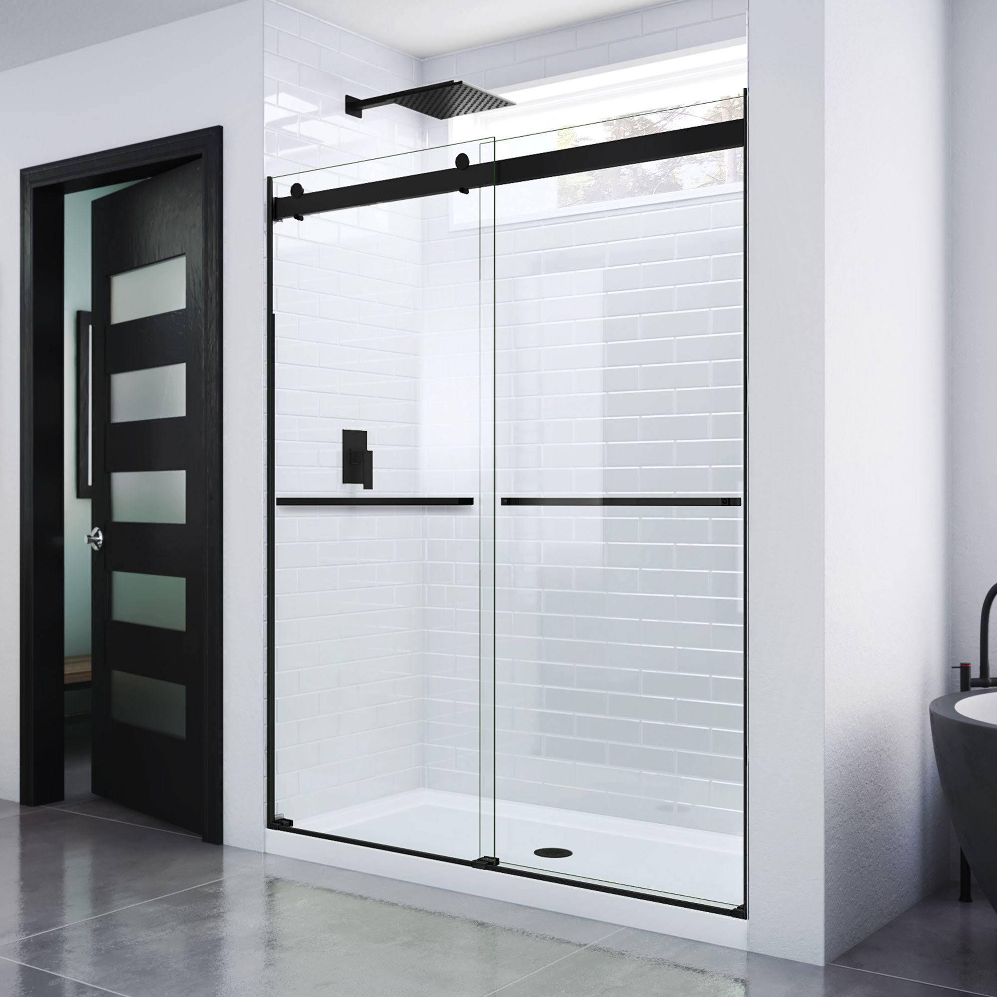 DreamLine Essence Collection 56-60 in. W x 76 in. H Frameless Bypass Shower Door in Satin