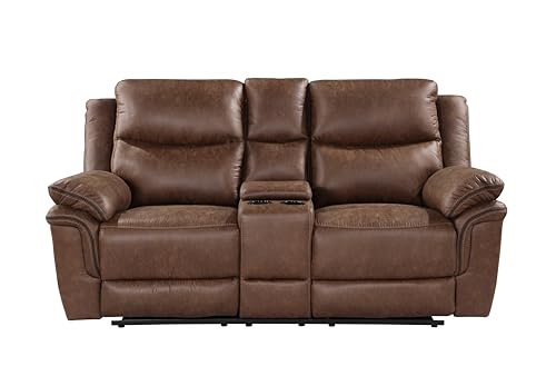 Ryland Polyester Manual Sofa with Dual Recliner, Brown V416032