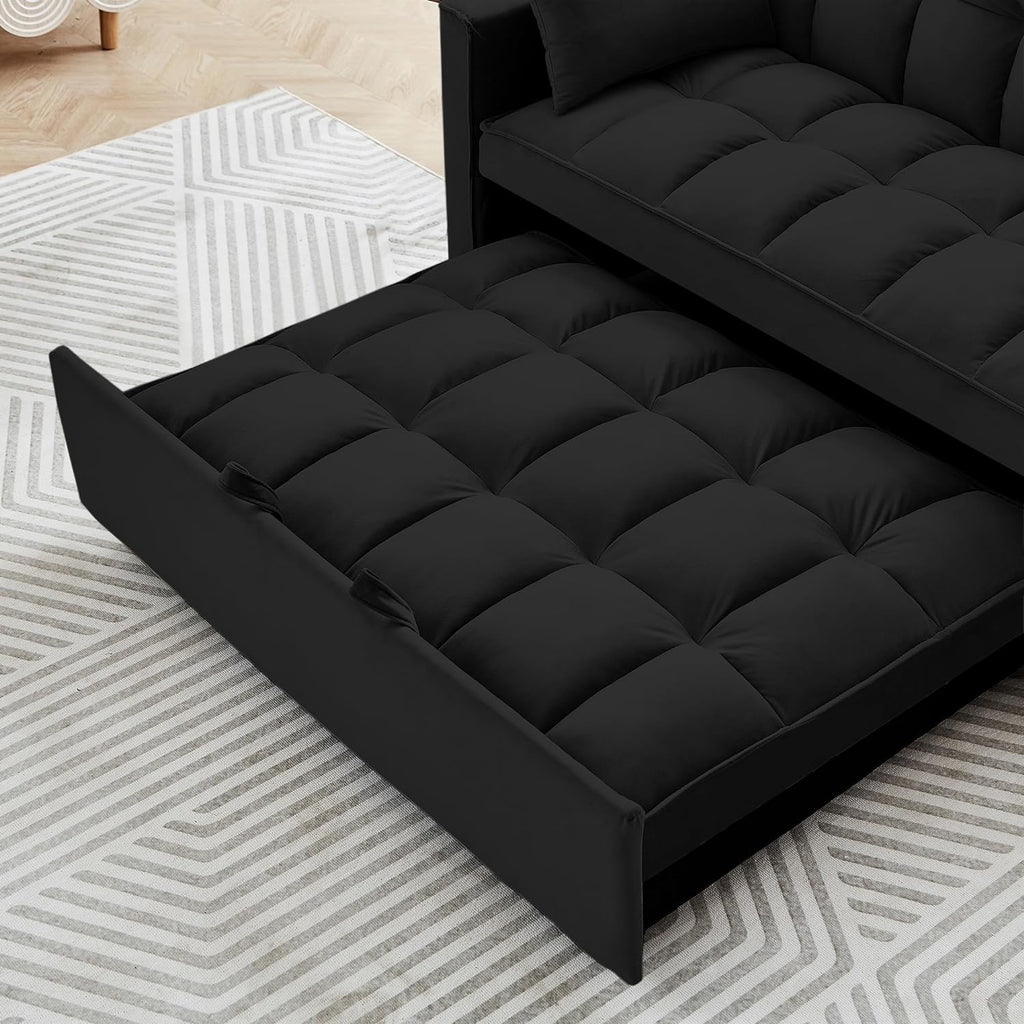 Modern Velvet Convertible Sleeper Sofa Bed with Adjustable Backrest Q437351