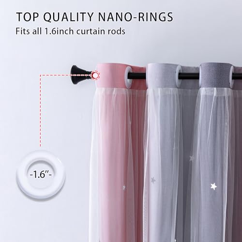 XiDi Blackout Curtains for Girls Bedroom, Rainbow Unicorn Pink Ombre, 63 Inches Long, 2 Panels H603405