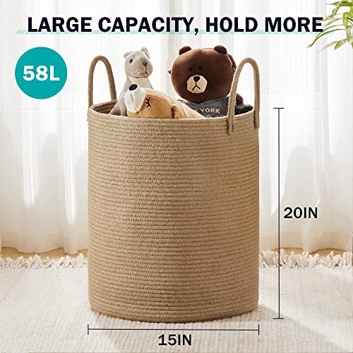 YOUDENOVA Woven Rope Laundry Hamper Basket 72L Pure White B78824
