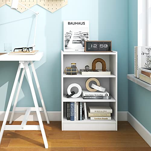 3 Shelf Bookcase with Adjustable Shelves, Wood Storage for Bedroom, Black C87086