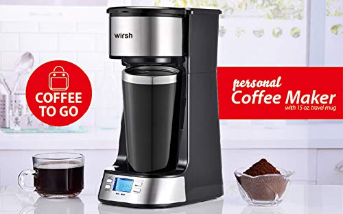 wirsh Single Serve Coffee Maker with Programmable Timer, Black Y3613