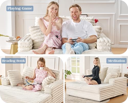 VanAcc 53 Inch Chaise Lounge Indoor, Upholstered Sofa Bed with Throw Pillows G542