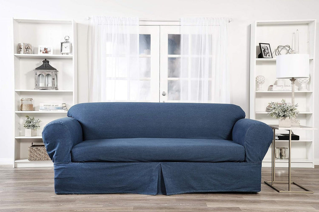 Blue Cotton Denim Sofa Slipcover 2 Piece L7265