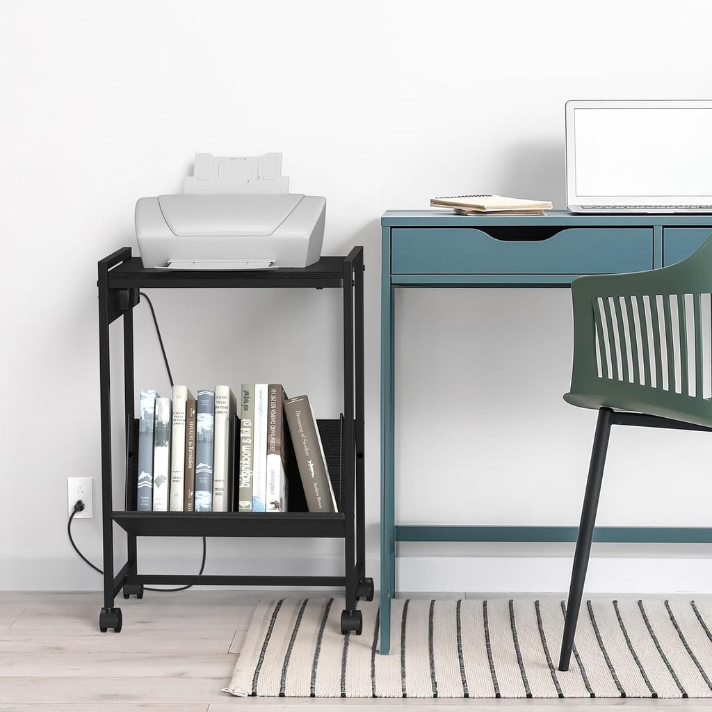 NOVIMANGO Black Record Player Table with Charging Station X96306
