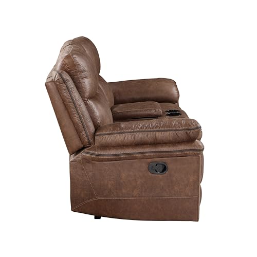 Ryland Polyester Manual Sofa with Dual Recliner, Brown V416032