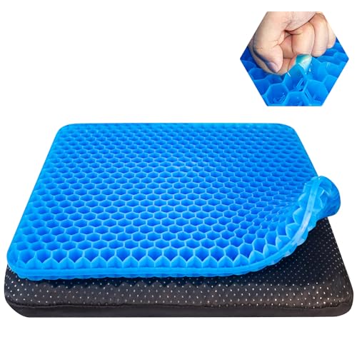 Large Cooling Gel Seat Cushion for Long Sitting(17.8"x17.8") with Non-Slip Cover,(Super Large & Thick),Soft & Breathable,Gel Chair Cushion for Wheelchair,Car,Desk,Home,Hip Pain,Office Chair