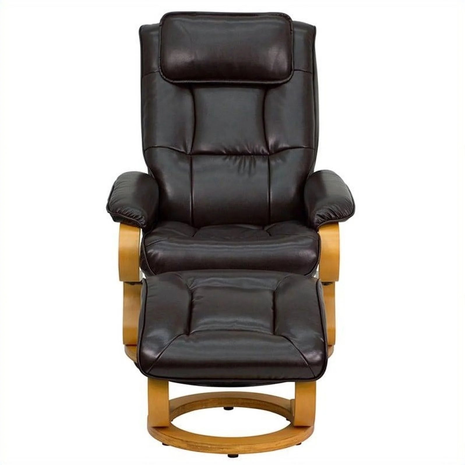 Bowery Hill Contemporary LeatherSoft Recliner and Ottoman in Brown O3183
