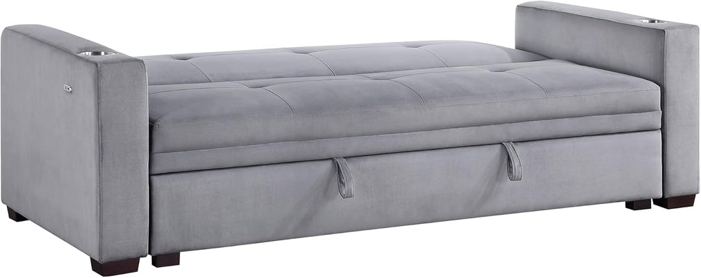 Lexicon Futon Sofa Bed with Storage, Grey P6404