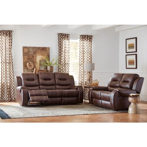 Cambridge Brown Abilene Double Reclining Loveseat Faux Leather Z369532