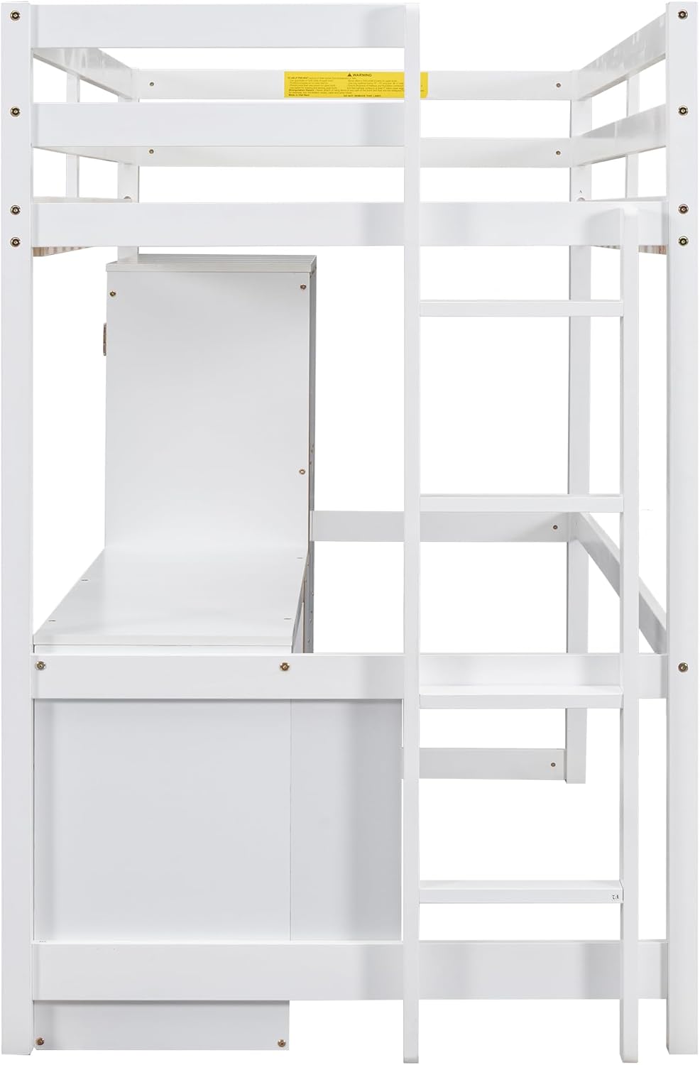 Twin Size Wood Loft Bed with Wardrobe, Desk and Storage Drawers, White H6245