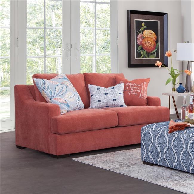 41 x 65 x 32 in. Classic Paprika Loveseat Sofa with 3 Pillows, Red