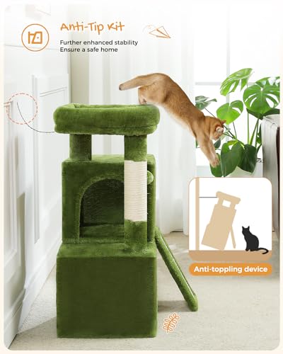 PAWZ Road Large Cat Tree 41 Inches Multi-Level Cat Tower with 2 Condos and Hammock H359270