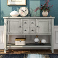 Farmhouse Vintage Console Table Sofa Table with 4 Drawers and Bottom Shelf, Solid Wood Buffet Sideboard Storage Cabinet for Entryway Living Room Kitchen Dining Room (Antique Gray)