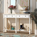 Merax Espresso Wood Narrow Console Table with Drawers and Bottom Shelf for Entryway Hallway Front Door, 1 Set