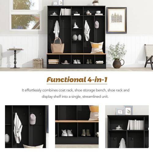 Hall Tree with Shoe Storage Bench and Coat Rack U6425